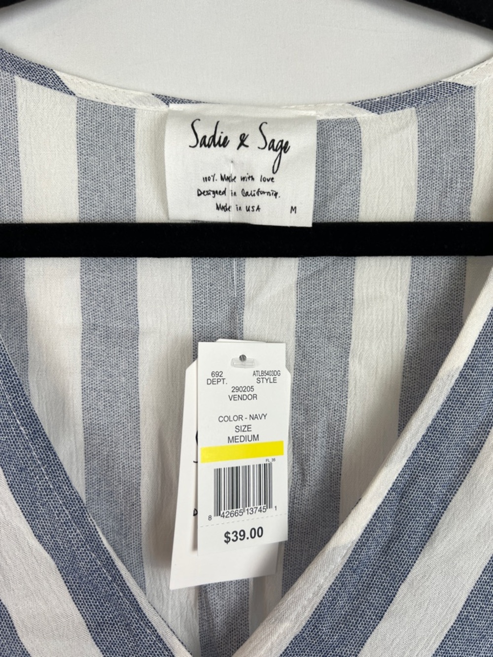 Sadie & Sage White and Blue Striped Long Sleeve - Picture 5 of 9